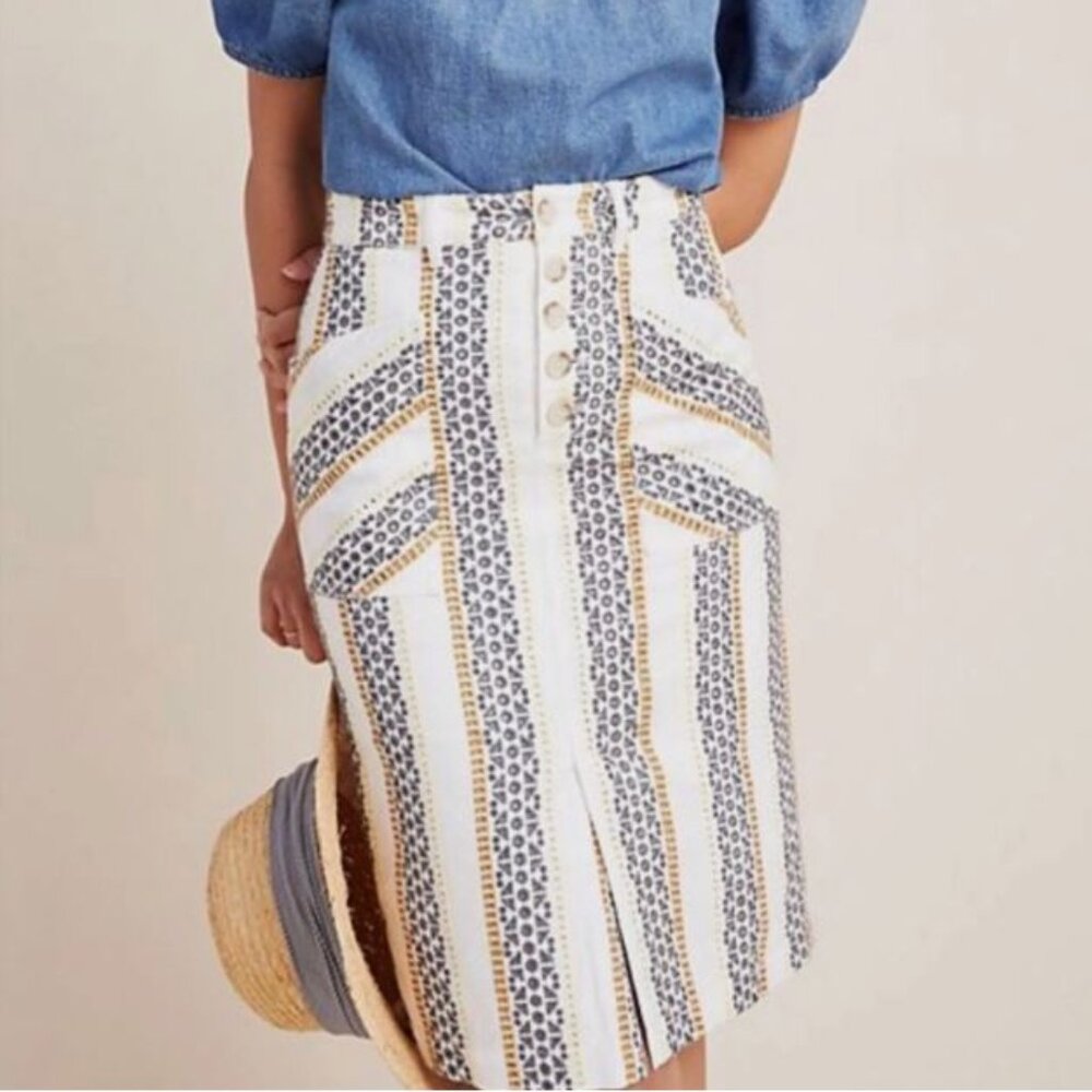 Anthropologie Quincy Eyelet Pencil Skirt